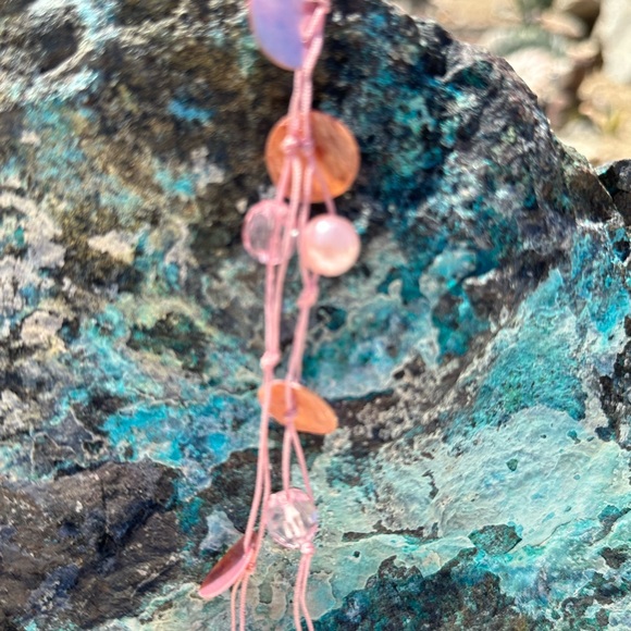 Soft Pink Shell & Crystal Beaded Necklace - Picture 3 of 4